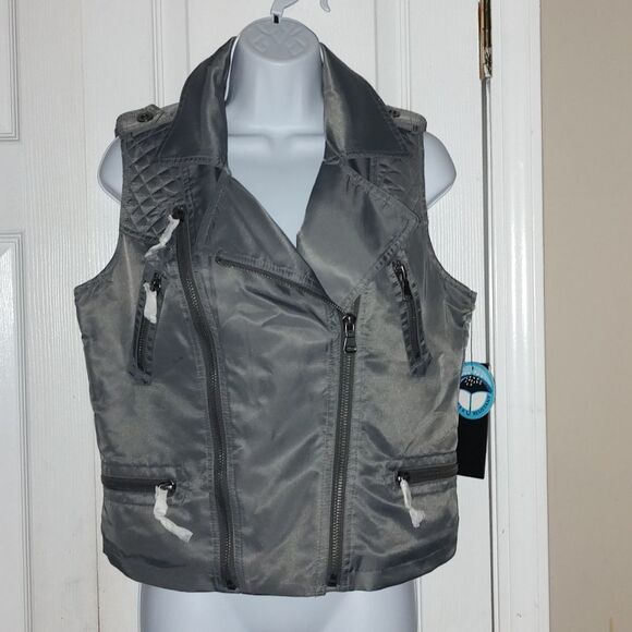 Anorak gray waterproof multi zipper vest  Sz S  NWT - Picture 1 of 7